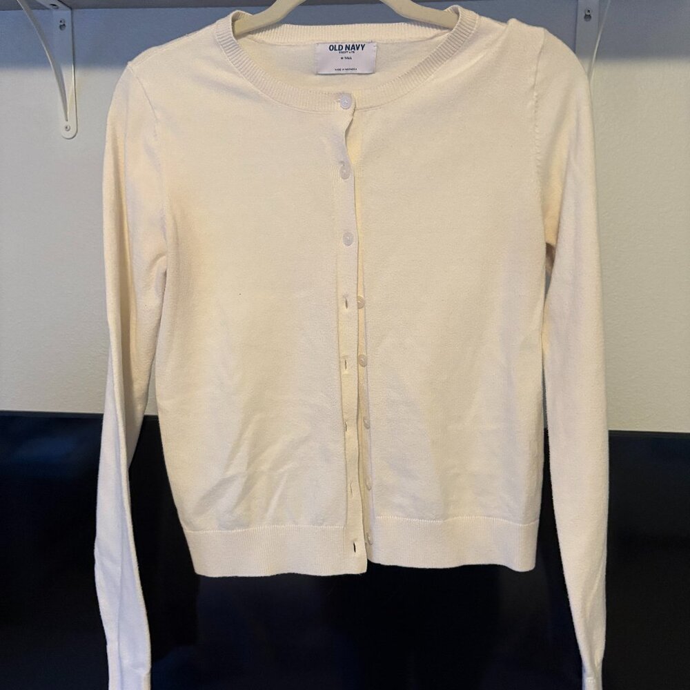 Old Navy Long Sleeve Cream Sweater, Medium Tall